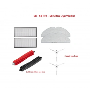 Roborock Uyumlu S8 Sonic Pro Ultra Plus Uyumlu Yedek Fırça Filtre Paspas Seti