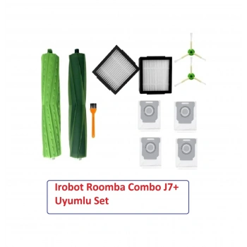 Roomba J7 Combo + Robot Süpürge Uyumlu Yedek Fırça Filtre Toz Torbası Seti