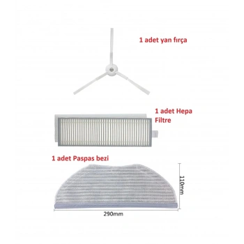 Vıomı V3 Max Uyumlu Hepa Filtre Mop Paspa Ve Yan Fırça