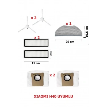 Xiaomi H40 Uyumlu Yedek Parça Seti - filtre/toz torbası/fırça