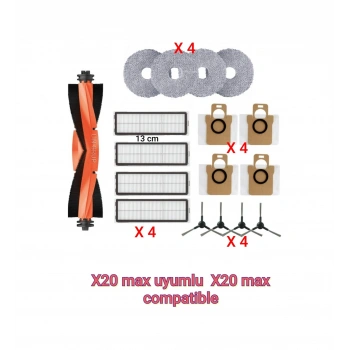 Xiaomi Uyumlu X20 Max Uyumlu Vacuum Mop Yedek Parça Seti