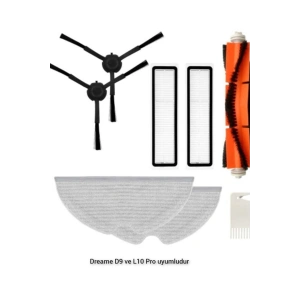 Dreame D9 Ve L10 Pro Uyumlu Fırça Mop Hepa Filtre Seti