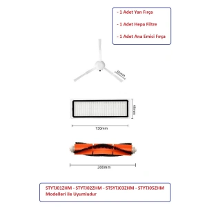 Mi Robot Xiaomi Mop Pro + Plus Uyumlu Fırça Filtre Seti (STYTJ02ZHM-STYTJ03ZHM)