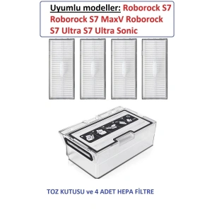 Roborock S7 S7 Maxv Sonic Mopping Toz Haznesi hepa filtre