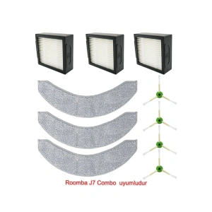 Roomba J7 combo uyumlu yedek filtre fırça seti