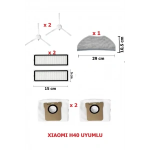 Xiaomi H40 Uyumlu Yedek Parça Seti - filtre/toz torbası/fırça