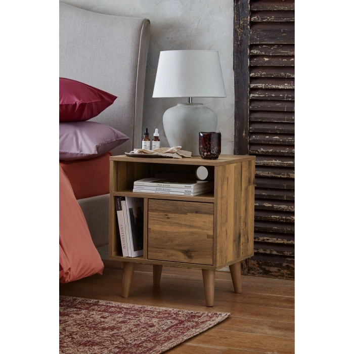 Rustic kapaklı ahşap komodin