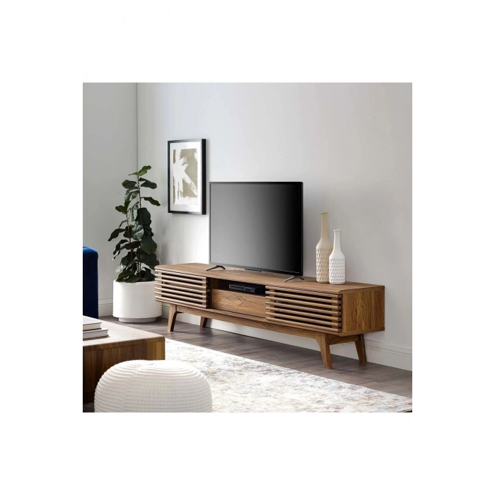 Çam masif ahşap ızgara kapaklı tek çekmeceli tv ünitesi