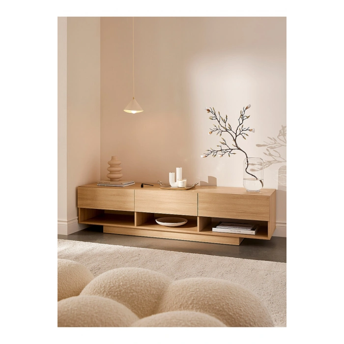 Pine Three-drawer TV unit