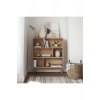 Ahşap açık raflı vintage masif kitaplık