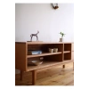 Ahşap çift çekmeceli açık raflı vintage TV ünitesi