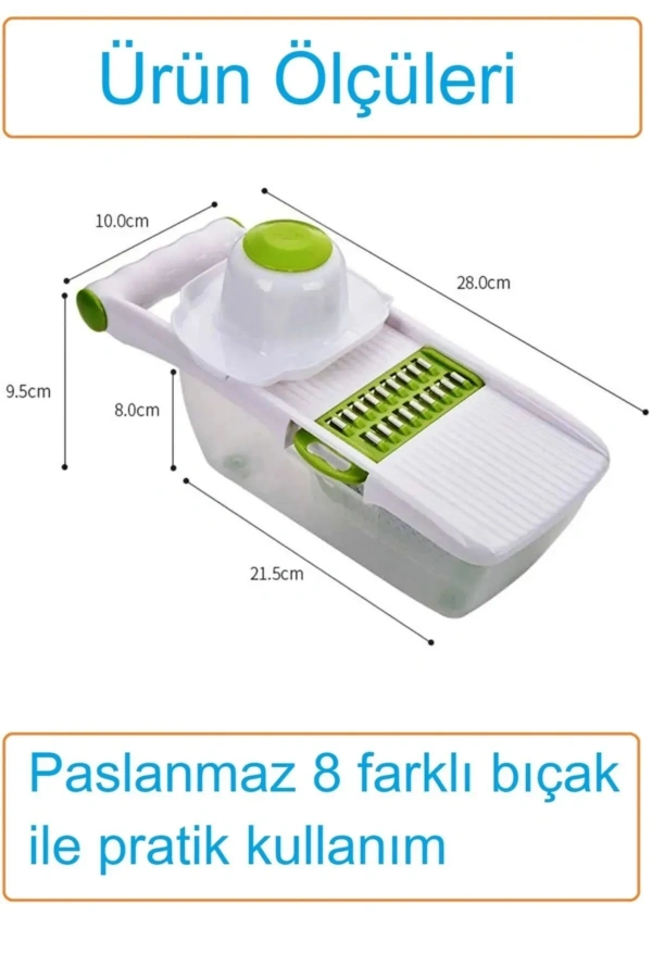 13 Parça Hazneli 8 Çelik Bıçaklı Pratik Dilimleyici Sebze Patates Rende Seti