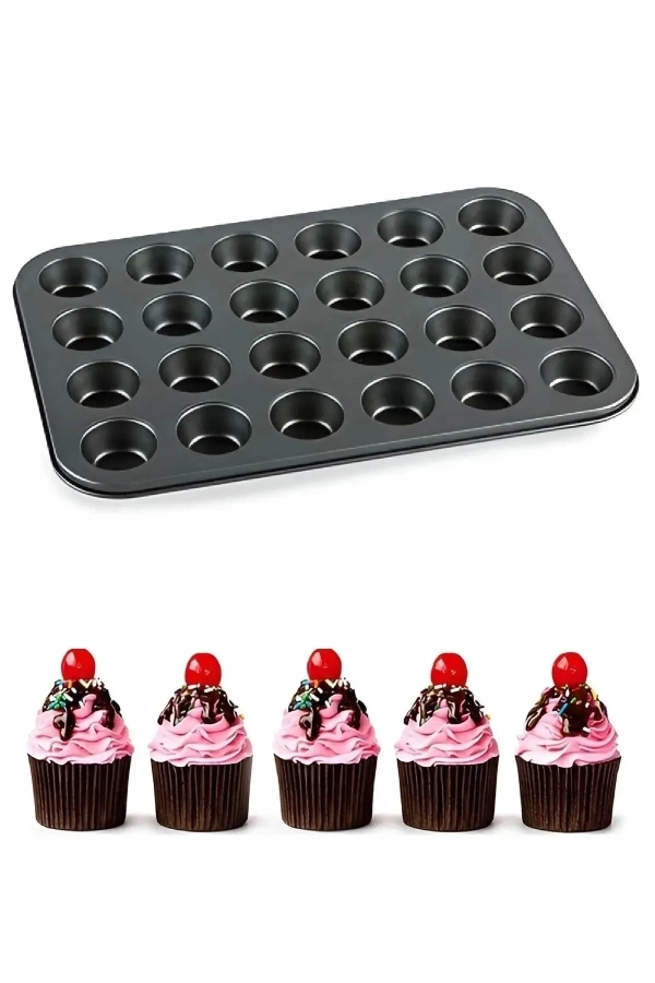 24 Bölmeli Muffin Kek Kalıbı Yanmaz Yapışmaz Çörek Tart Kek Cupcake Tepsi Kalıbı 2 ADET