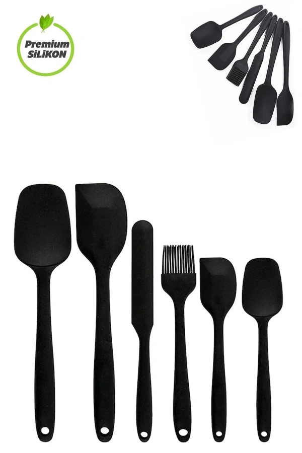 6Lı Mutfak Servis Seti Pasta Slikon Yumurta Fırçası Kaşık Bıçak Spatula Seti
