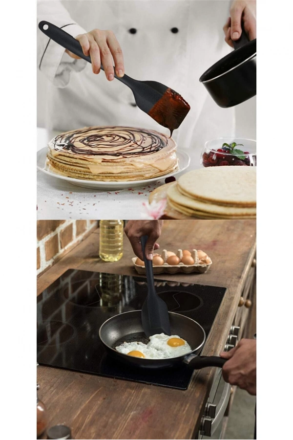 6Lı Mutfak Servis Seti Pasta Slikon Yumurta Fırçası Kaşık Bıçak Spatula Seti