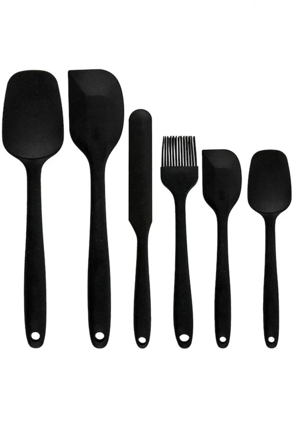 6Lı Mutfak Servis Seti Pasta Slikon Yumurta Fırçası Kaşık Bıçak Spatula Seti