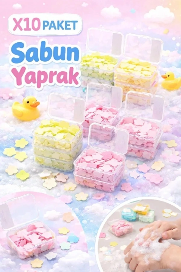 Tek Kullanımlık Öğrenci Çocuk Pratik El Yıkama Sabunu Eriyen Mini Kağıt Sabun Parfümlü | 10 Kutu