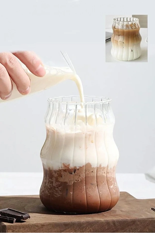 Sukabağı Şekli Pipetli Cam Sunum Meşrubat Bardağı | Burgu Stil Kahve Kokteyl Sunum Bardağı