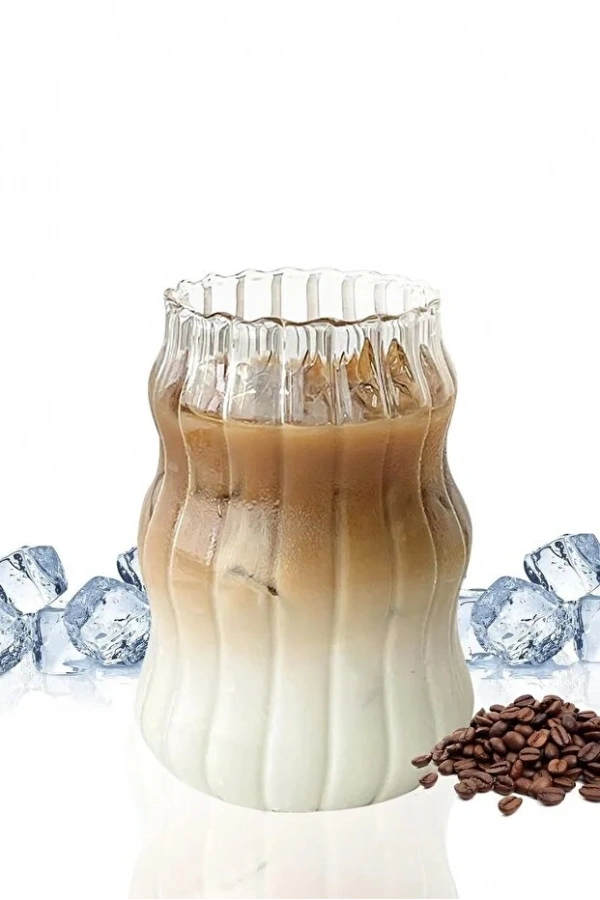 Sukabağı Şekli Pipetli Cam Sunum Meşrubat Bardağı | Burgu Stil Kahve Kokteyl Sunum Bardağı