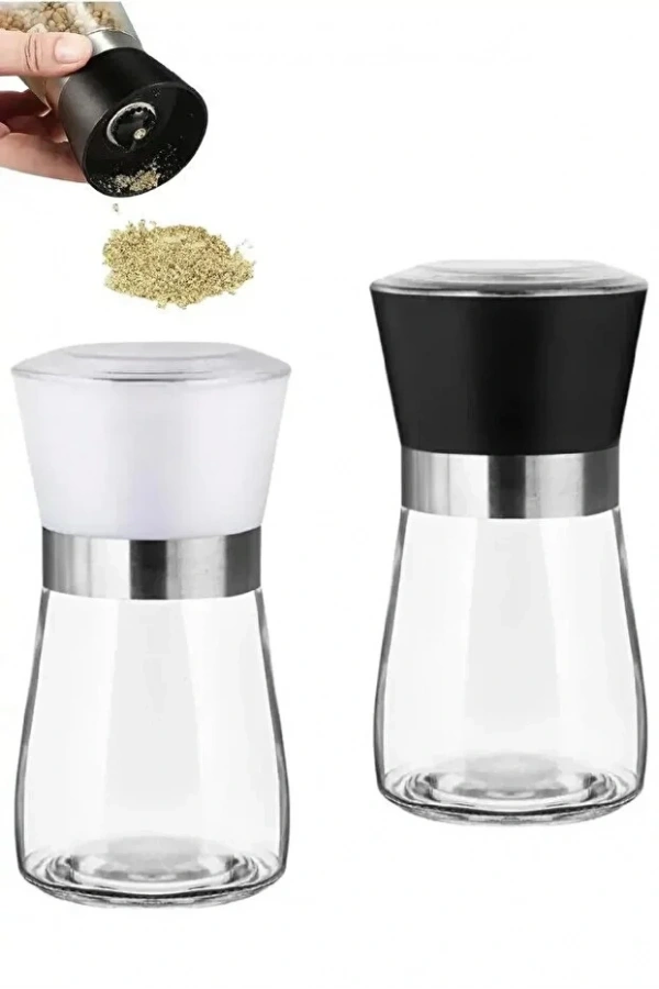 4lü Seramik Bıçaklı Tuzluk Karabiber Değirmeni Karabiber Biberlik  Öğütücü Baharatlık Takımı
