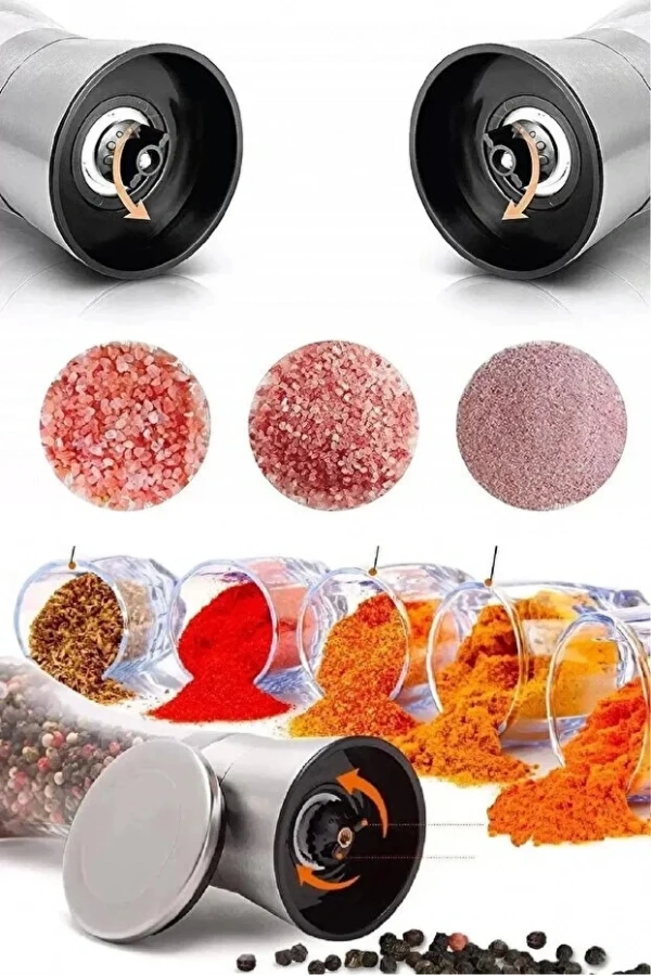 4lü Seramik Bıçaklı Tuzluk Karabiber Değirmeni Karabiber Biberlik  Öğütücü Baharatlık Takımı