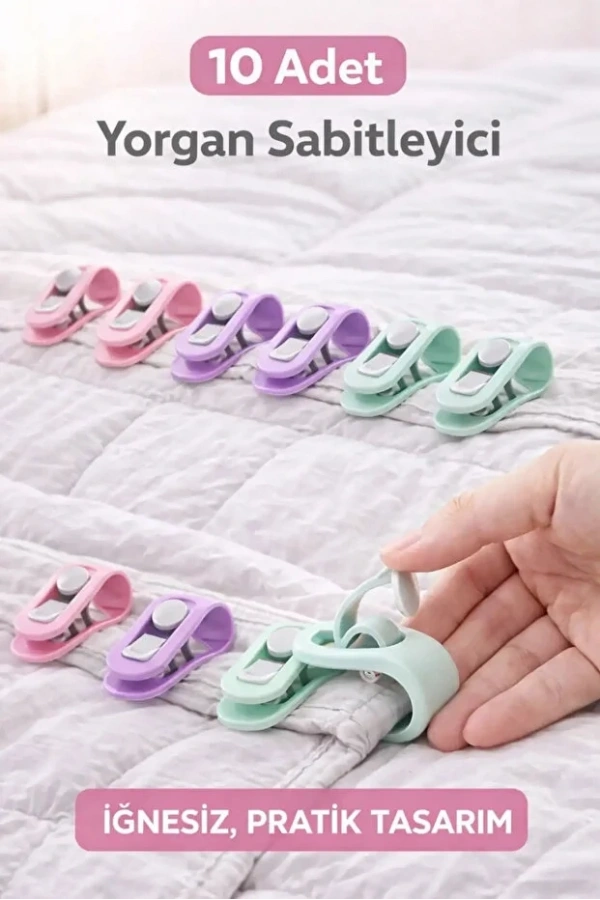 Yorgan Nevresim Sabitleme Çarşaf Perde Tül Sabitleyici Tutucu Organizer Klips Tutucu Aparat 10 Adet