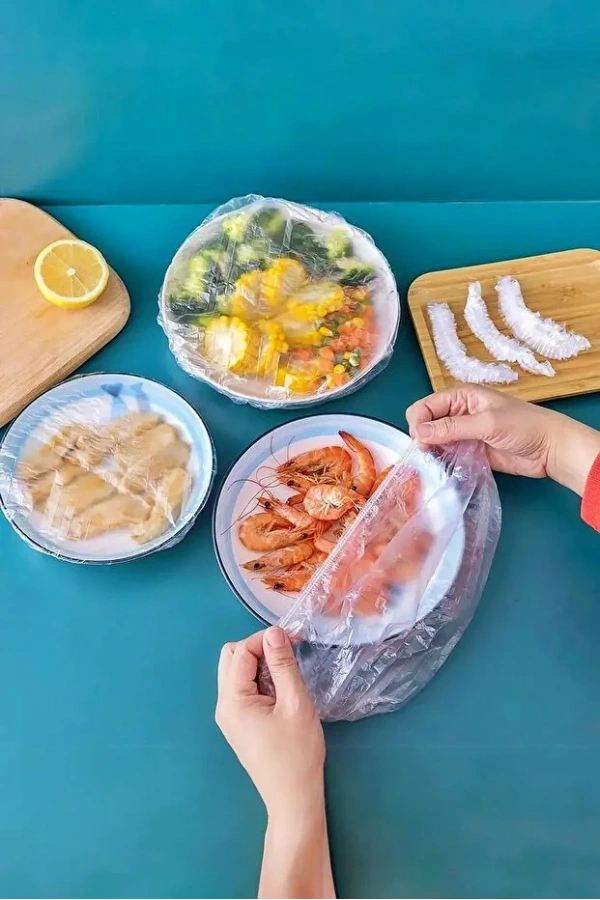 Şeffaf Bone Pratik Tazeliği Koruyan Tencere Tabak Bonesi Gıda Koruma Saklama Kapak Bonesi | 100 Adet