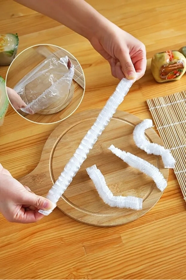 Şeffaf Bone Pratik Tazeliği Koruyan Tencere Tabak Bonesi Gıda Koruma Saklama Kapak Bonesi | 100 Adet