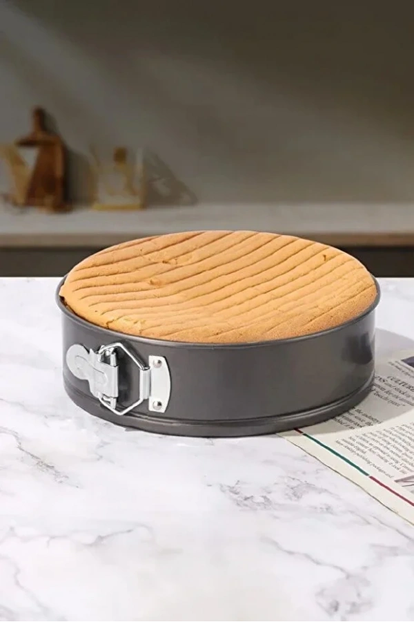 3lü Kelepçeli Yanmaz Yapışmaz Teflon Döküm Kek Kalıbı Çıkarılabilir Tabanlı Kek Kalıbı