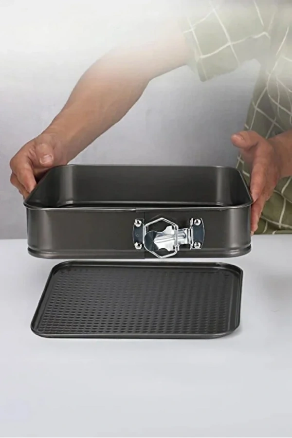 3lü Kelepçeli Kalp Yuvarlak Kare Yanmaz Yapışmaz Teflon Döküm Çıkarılabilir Tabanlı Kek Kalıbı