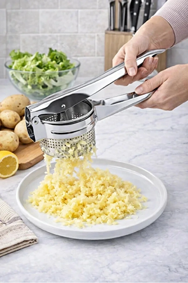 Paslanmaz Çelik Patates Ezici Püre Yapıcı Ezici Press Nar Limon Mevye Sıkacağı Büyük Hazneli
