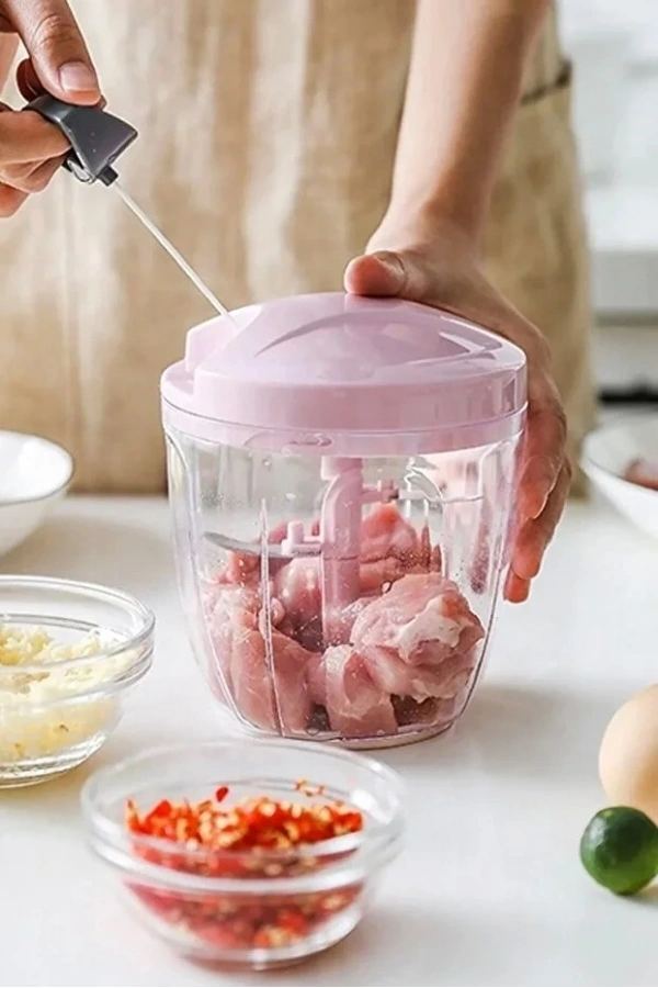 2li İpli El Rondosu 5 Bıçaklı Büyük Boy Sebze Meyve Et Soğan Keskin Çelik Bıçaklı Extra Dayanıklı