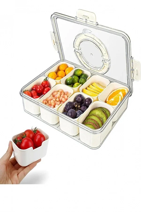 8 Bölmeli Hava Geçirmez Kilitli Taşınabilir Saklama Kabı | Kahvaltılık Meyve Gıda Kutusu Piknik Seti