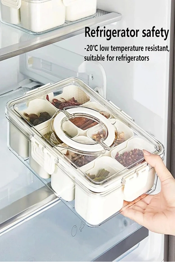 8 Bölmeli Hava Geçirmez Kilitli Taşınabilir Saklama Kabı | Kahvaltılık Meyve Gıda Kutusu Piknik Seti