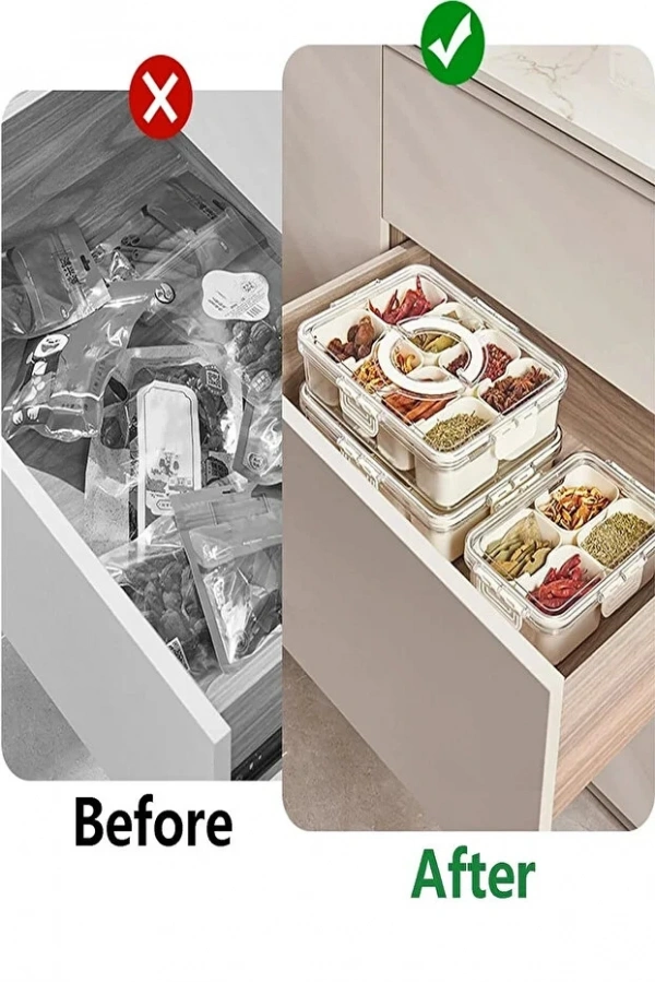 8 Bölmeli Hava Geçirmez Kilitli Taşınabilir Saklama Kabı | Kahvaltılık Meyve Gıda Kutusu Piknik Seti