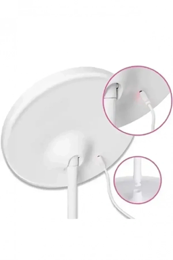 Oval Makyaj Aynası LED Işıklı Dokunmatik Şarjlı 3 Renkli Işıklı Still 90° Ayarlanabilir Ayna | Beyaz