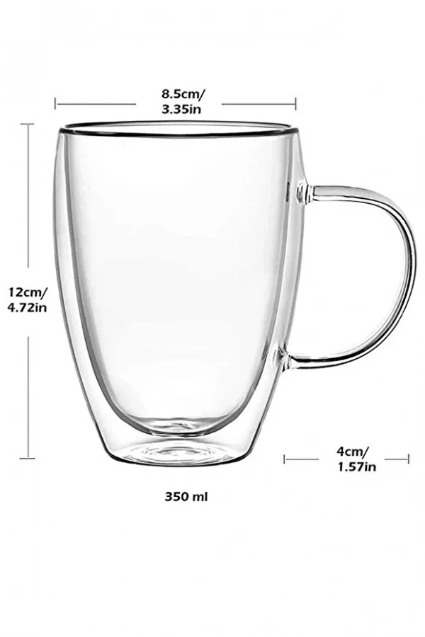 350 ML Çift Cidarlı Cam Bardak Seti Isıya Dayanıklı Şeffaf Tasarım Kahve Çay Latte Sunum | 6 Adet