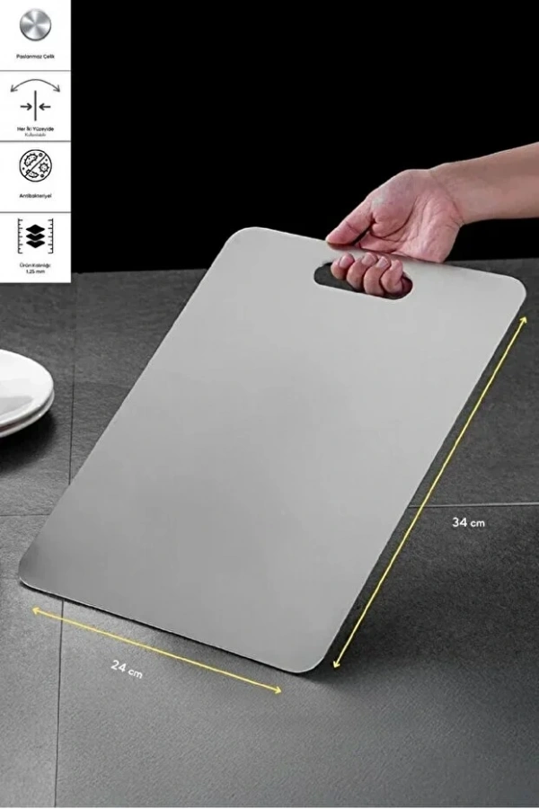 Paslanmaz Çelik Metal Tezgah Koruyucu Kesme Çelik Tahtası Hamur Açma Tezgahı | 23X34