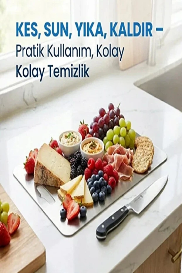 Paslanmaz Çelik Metal Tezgah Koruyucu Kesme Çelik Tahtası Hamur Açma Tezgahı | 23X34