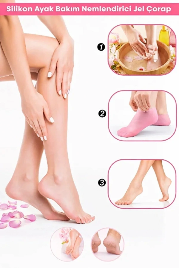 Silikon Ayak Bakım Çorabı Nemlendirici Jel Çatlak Önleyici Yumuşak Yıkanabilir Bakım Çorap | SEBS