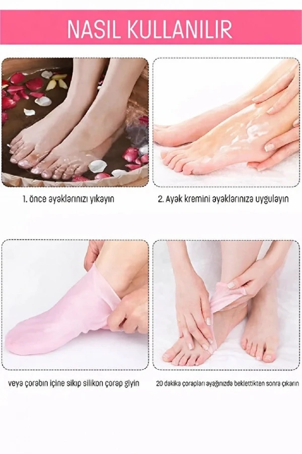 Silikon Ayak Bakım Çorabı Nemlendirici Jel Çatlak Önleyici Yumuşak Yıkanabilir Bakım Çorap | SEBS