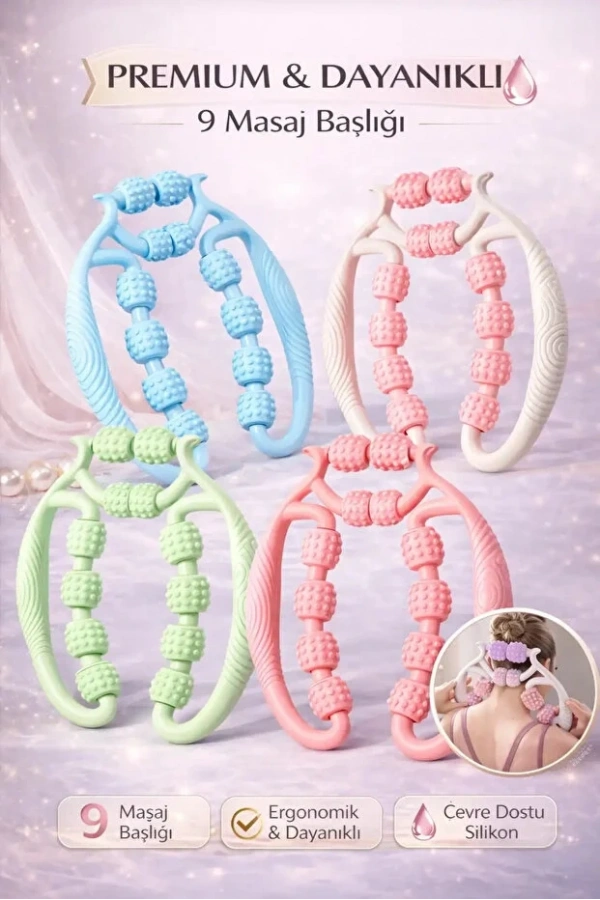 9 Tekerlekli Kas Gevşetici Masaj Aleti Lenf Drenaj Rulosu Gevşetici Ayarlanabilir Bacak Kol Selülit