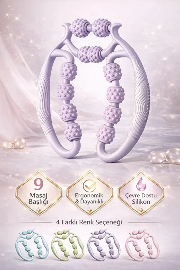 9 Tekerlekli Kas Gevşetici Masaj Aleti Lenf Drenaj Rulosu Gevşetici Ayarlanabilir Bacak Kol Selülit