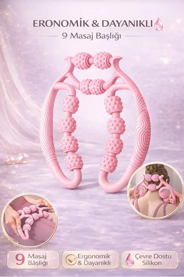 9 Tekerlekli Kas Gevşetici Masaj Aleti Lenf Drenaj Rulosu Gevşetici Ayarlanabilir Bacak Kol Selülit