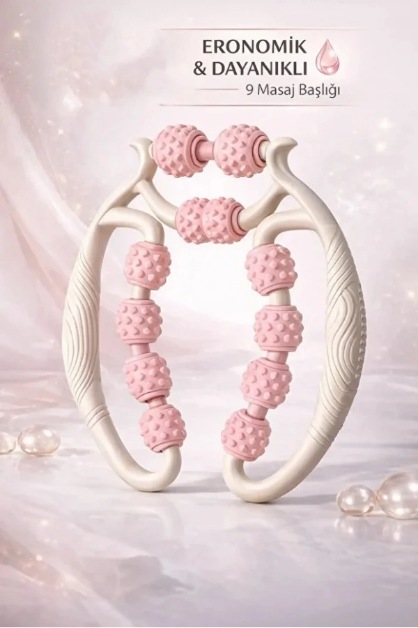 9 Tekerlekli Kas Gevşetici Masaj Aleti Lenf Drenaj Rulosu Gevşetici Ayarlanabilir Bacak Kol Selülit