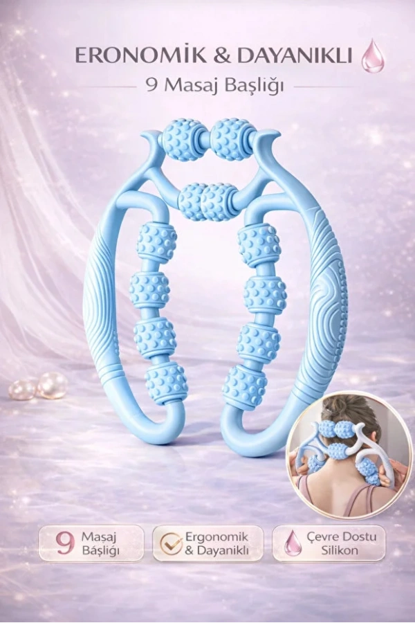 9 Tekerlekli Kas Gevşetici Masaj Aleti Lenf Drenaj Rulosu Gevşetici Ayarlanabilir Bacak Kol Selülit