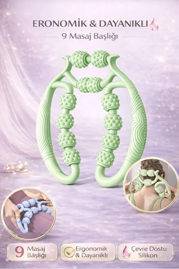 9 Tekerlekli Kas Gevşetici Masaj Aleti Lenf Drenaj Rulosu Gevşetici Ayarlanabilir Bacak Kol Selülit