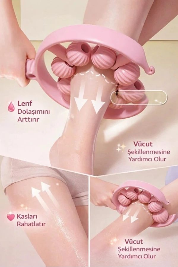 8 Tekerlekli El Tipi Masaj Aleti Kas Gevşetici Lenf Drenaj Rulosu Ayarlanabilir Kol Bacak Bakım