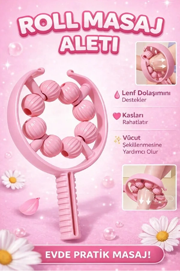 8 Tekerlekli El Tipi Masaj Aleti Kas Gevşetici Lenf Drenaj Rulosu Ayarlanabilir Kol Bacak Bakım