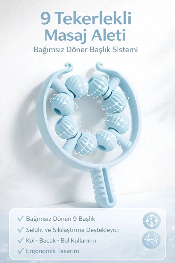 8 Tekerlekli El Tipi Masaj Aleti Kas Gevşetici Lenf Drenaj Rulosu Ayarlanabilir Kol Bacak Bakım